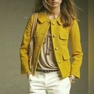 J.Crew Pique Andrea Jacket Mustard Yellow Blazer Size 0 academia preppy